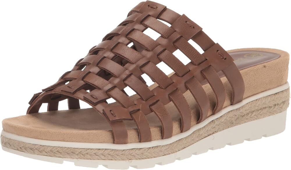 NIB Bella Vita Womens Oaklynn Camel Burnished Leather Wedge Sandals Sz 7WW
